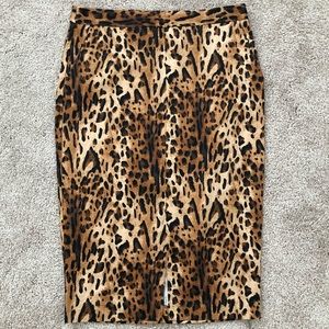 ZARA BASIC leopard pencil skirt M